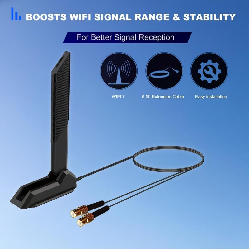 slinkdsco هوائي بديل بقاعدة مغناطيسية للوحة الأم للألعاب WiFi 7 لـ MSI MAG X870 Z890 Tomahawk / MSI MPG X870E Carbon / X870E Edge / B850 / B850-P سلسلة لوحات الأم للألعاب WiFi 7 - Image 3